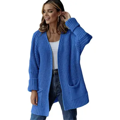2024 New Women's Grey Knitted Cardigan Large