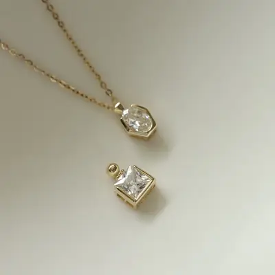 S925 Gold Plated Perfume Bottle Pendant Necklace Set