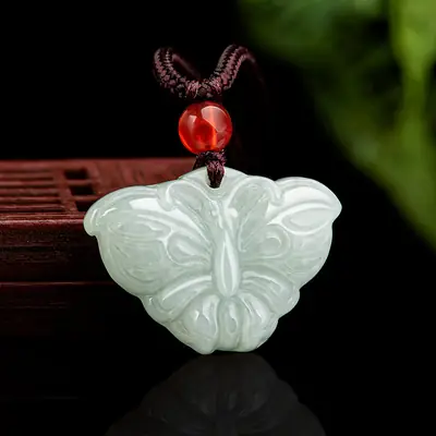 Natural Burma Jade Butterfly Pendant for Women