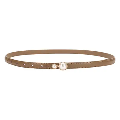 Red Pearl Button Women's Leather Belt