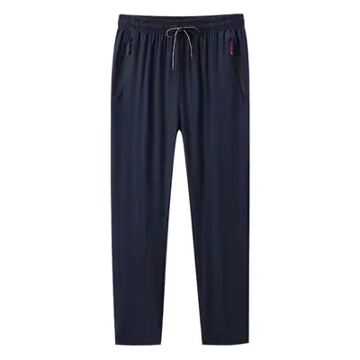 Men's Black Casual Long Pants with Drawstring Waist