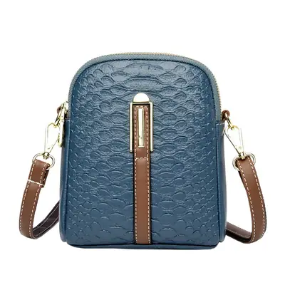 Blue Croc Leather Messenger Bag for Women 2022