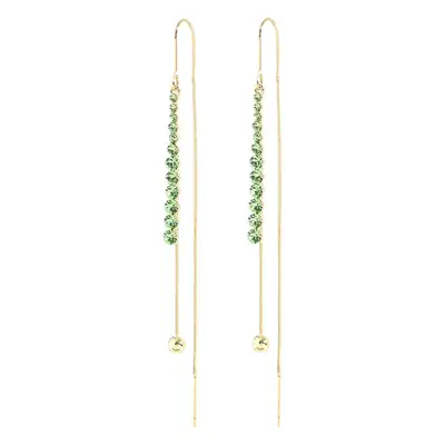 Green Diamond Studded Long Tassel Earrings for Women