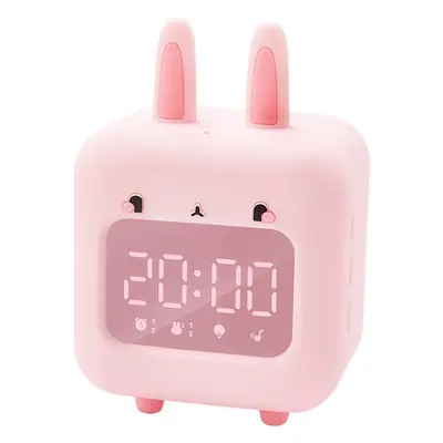 Pink Rabbit Alarm Clock with Music & Night Light