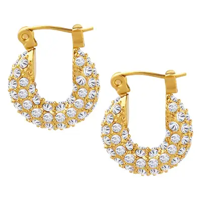 All-Match U-Shaped Full Diamond Zircon Earrings Gold Titanium