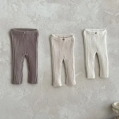 Korean Style Cotton Baby Pants Set Brown