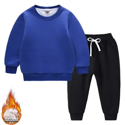 Red Fleece Lined Long Sleeve Sweatshirt Set for Kids Medium Large