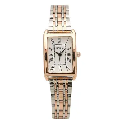 Women's Rose Gold Square Quartz Watch with Stainless Steel Band