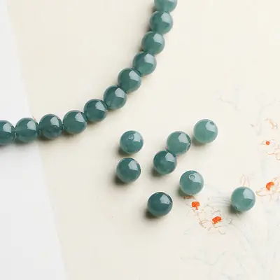 Natural Jadeite Round Beads Green Guatemala Non-Mese