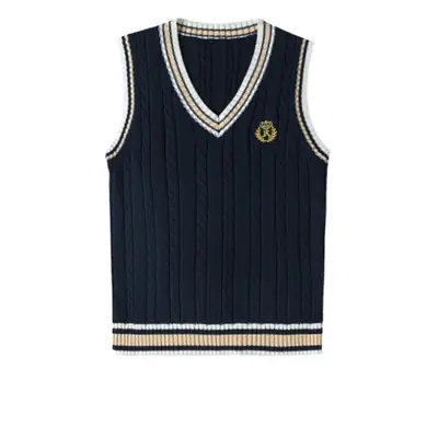 Spot College V-Neck Knitted Vests for Girls