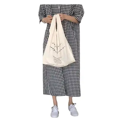 Korean Style Plaid Shirt Dress Women 2025 Summer