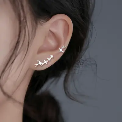 Ancient Cat Ning Korean Bird Swallow Earrings Cold Style