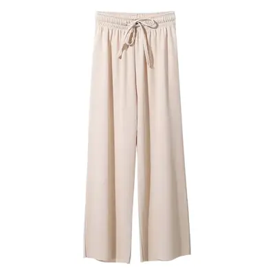 Women Ice Silk Wide Leg Pants High Waist Summer Cool