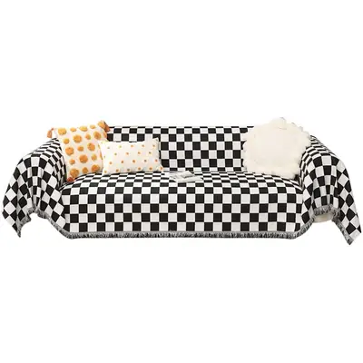 Nordic Checkboard Sofa Cover for 4 Seater Double Sided Dustproof