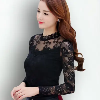 2024 Lace Base Shirt Women Large Size Slim Fit