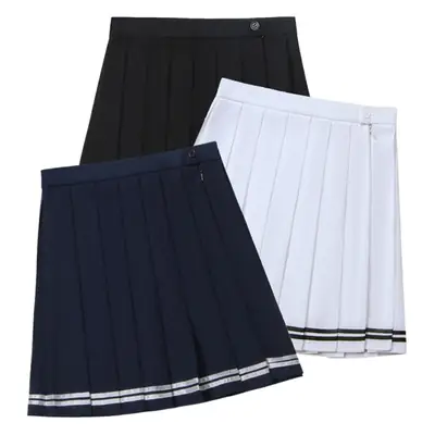 Green Pleated High Waist Skirt for College Students
