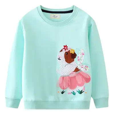 2025 Cotton Girls' Cartoon Sweaters with Flower Print