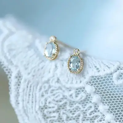 Light Blue Baikal Japanese Style Earrings for Women