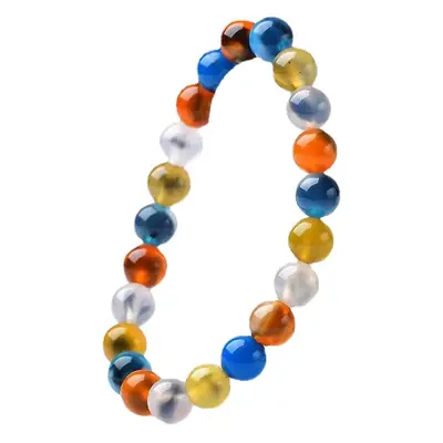 Mingdu Crystal Natural Sugar Heart Agate Bracelet Blue Yellow