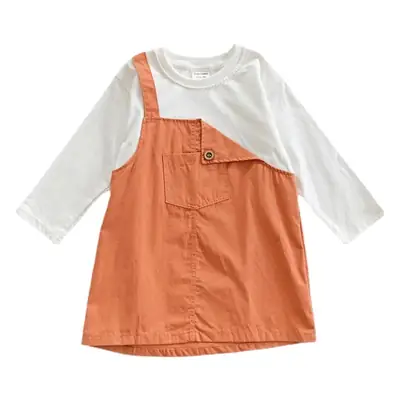 Fake Two-Piece Korean Casual Dress for Girls 2024