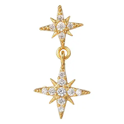 Star Shaped Gold Zircon Earrings for Women