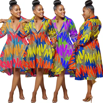 Women's Printed V-Neck Dress 2022 Hot Selling