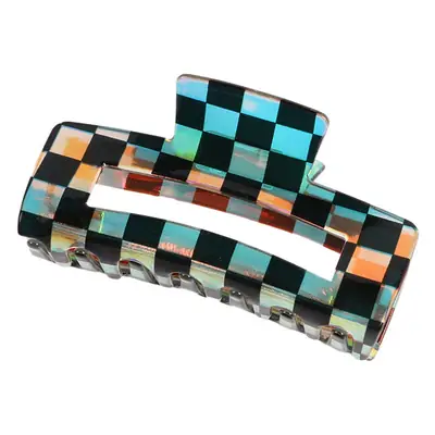 Korean Style Checkerboard Hair Clip for Women Black Acetate