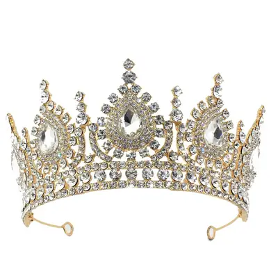 European Baroque Crown with Crystal Diamonds Bridal Jewelry