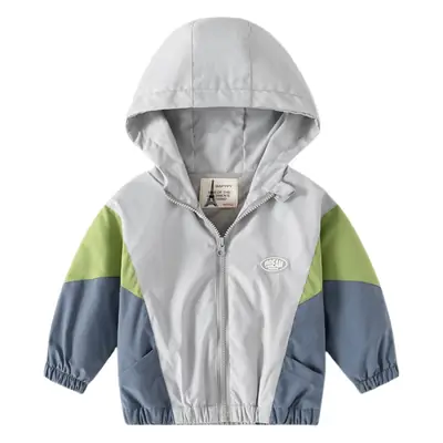 Children's Korean Style Velvet Hoodie Grey Green Blue 2024