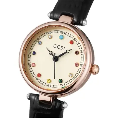 Gold Watch for Women with Rhinestone Detail
