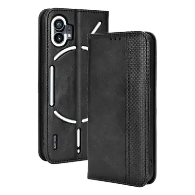 Black Leather Phone Case with Magnetic Card Slot
