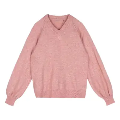 Women V-Neck Knit Sweater Pink 2023