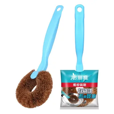 Coconut Palm Pot Brush Long Handle Kitchen Cleaning