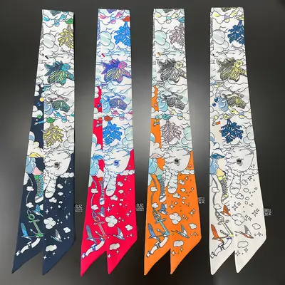 Joker Cartoon Silk Scarf for Women Blue