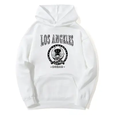 Red Los Angeles Pattern Hooded Sweatshirt for Men Women