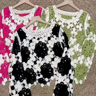 New Korean Style Hollow Crochet Sweater Women