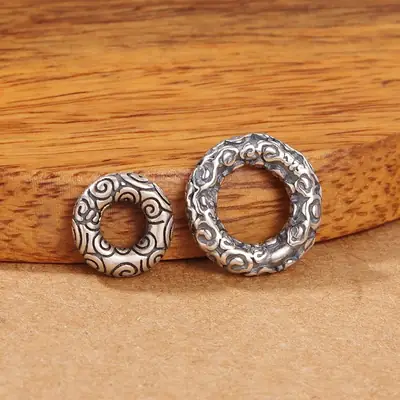 S925 Sterling Silver Cloud Pattern Closed Ring Bracelet Connector