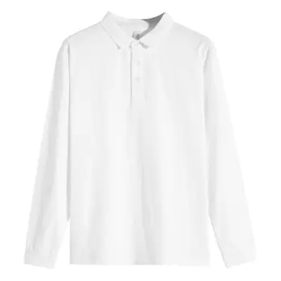 Men's White Cotton Polo Long Sleeve Shirt 250g