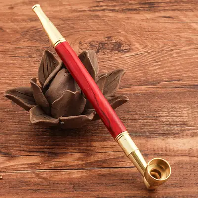 Rosewood Tobacco Rod with Copper Pipe and Copper Smoke Pot