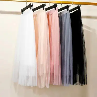 White Pleated Skirt Women Spring Summer 2022