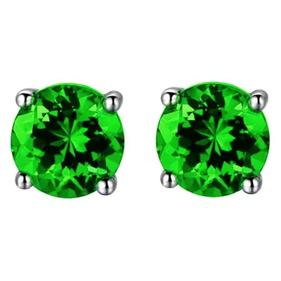 Green Colored Diamond Four-Claw Earrings 2 Carat