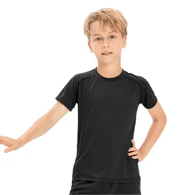 Children's Black T-Shirt Quick Dry Loose Breathable