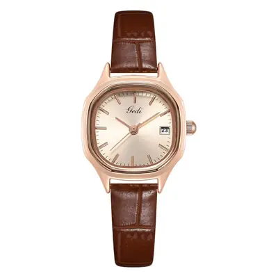 Goldie Ladies Quartz Watch with Brown Leather Band