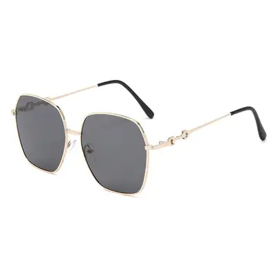 Women Square Frame Sunglasses Gradient Lens Gold Frame