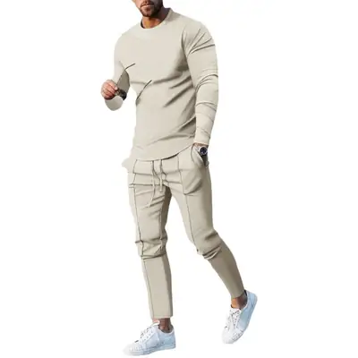 Men's 2025 Cross-Border Autum Suit Beige Loose Fit T-Pants