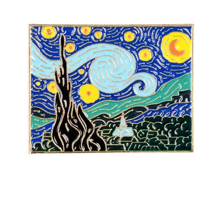 New Van Gogh Metal Badge Starry Sky Artistic Brooch