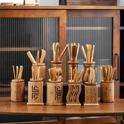 Bamboo Kung Fu Tea Set Six Gentlemen Hollow Holder