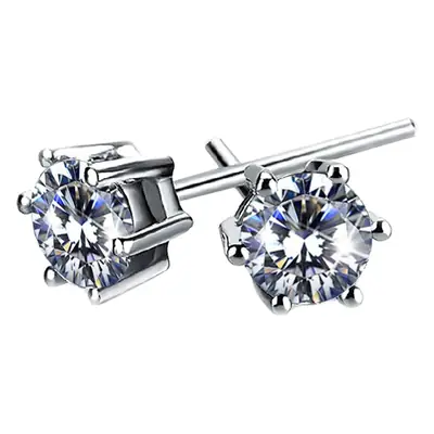 Silver Plated Six-Claw Zircon Earrings for Women