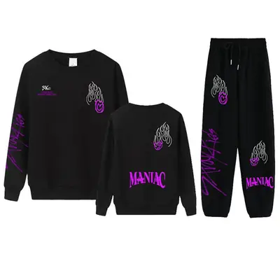 Black Graphic Maniac Hoodie Sweat Suit 9X
