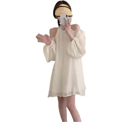 Off-Shoulder Long Sleeve Dress for Women Slim Fit